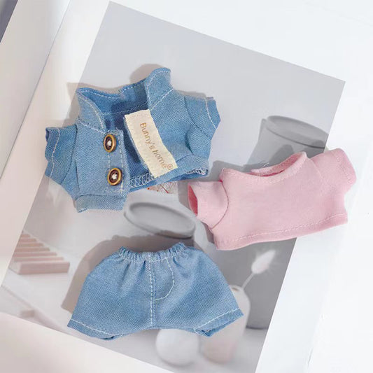 Labubu Light Blue Cardigan Dress Clothing Set