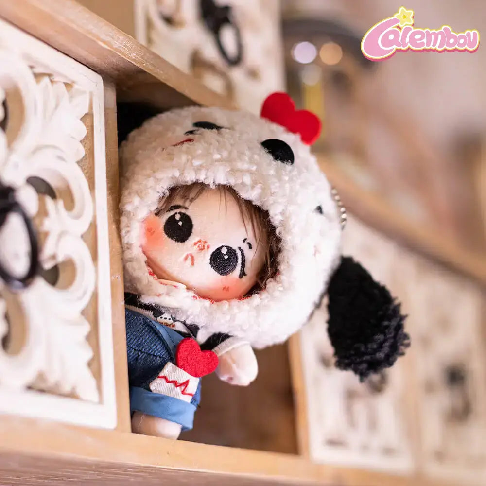 Dumb Heartbeat Puppy Overalls Set Plush Keychain