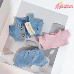 Labubu Light Blue Cardigan Dress Clothing Set